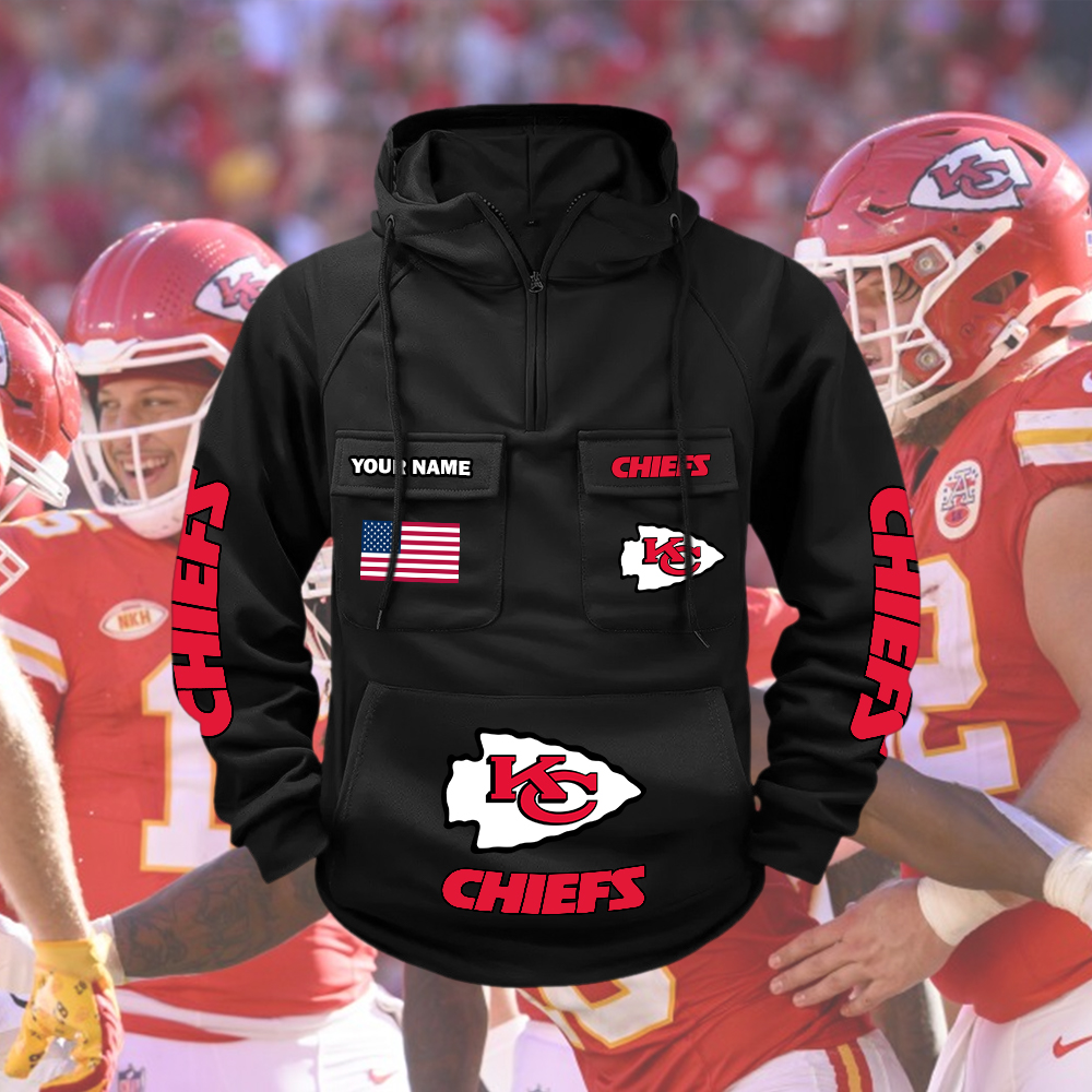 Chiefs Custom Name Cargo Hoodie - Image 2