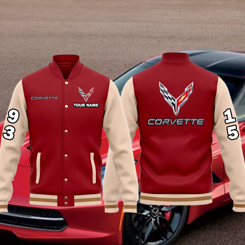 Corvette Baseball Bomber Jacket Custom Name - Image 2