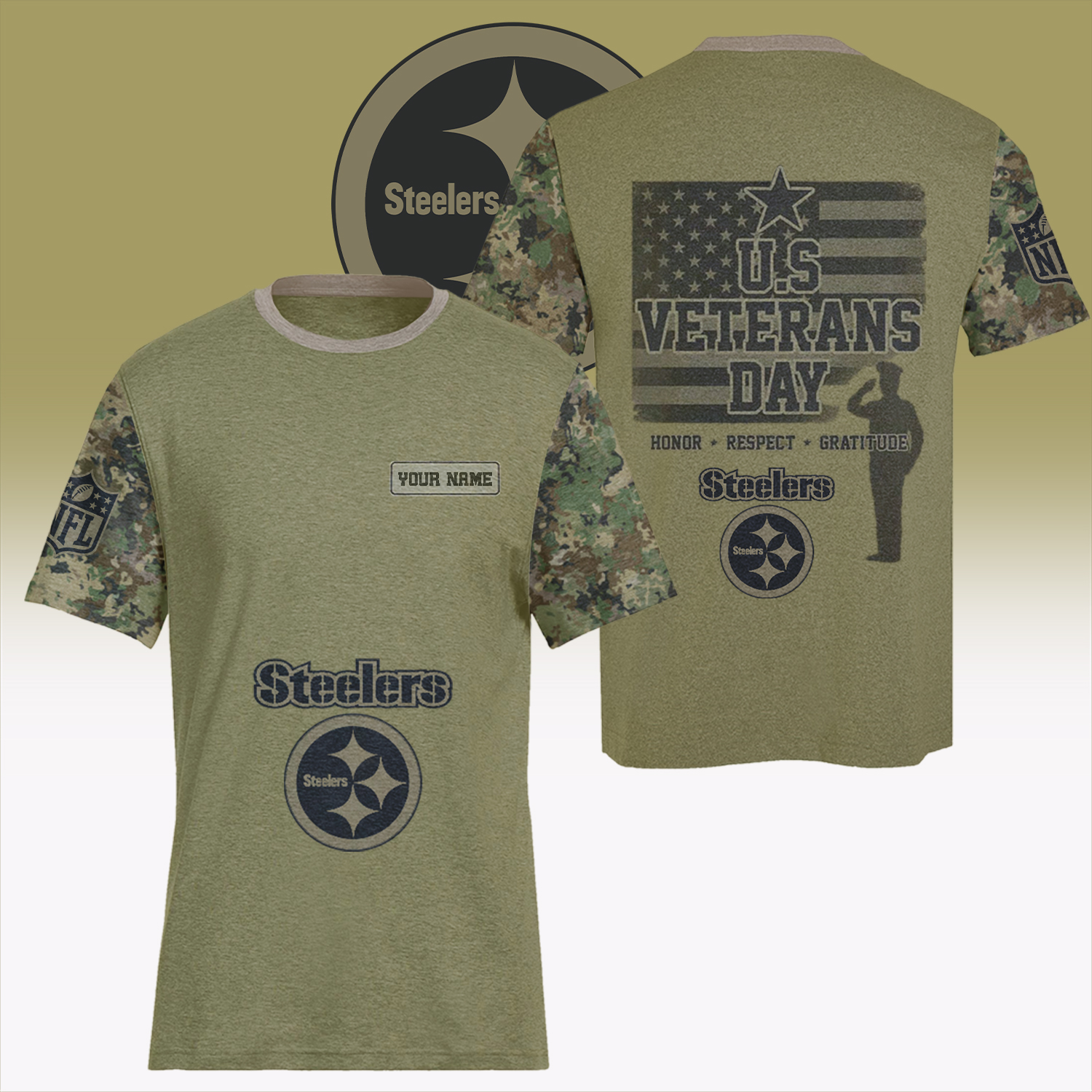 Steelers US Veteran Day Honor Respect Gratitude Personalised Veterans Shirt - Image 3