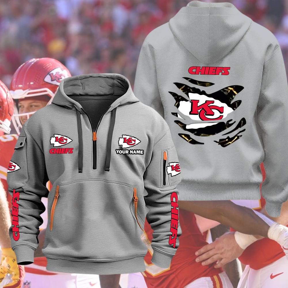 Chiefs Quarter Zip Unisex Hoodie - Image 3