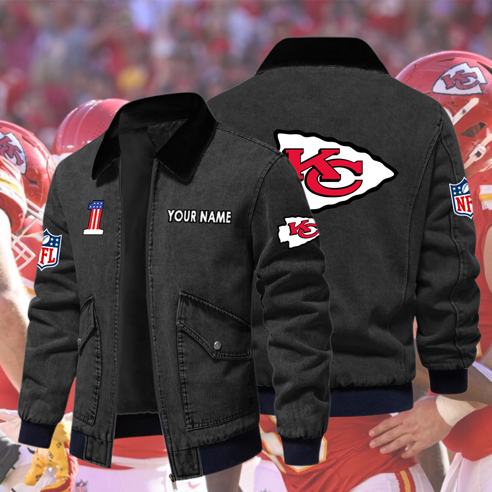 Chiefs Fleece Denim Jacket Custom Name