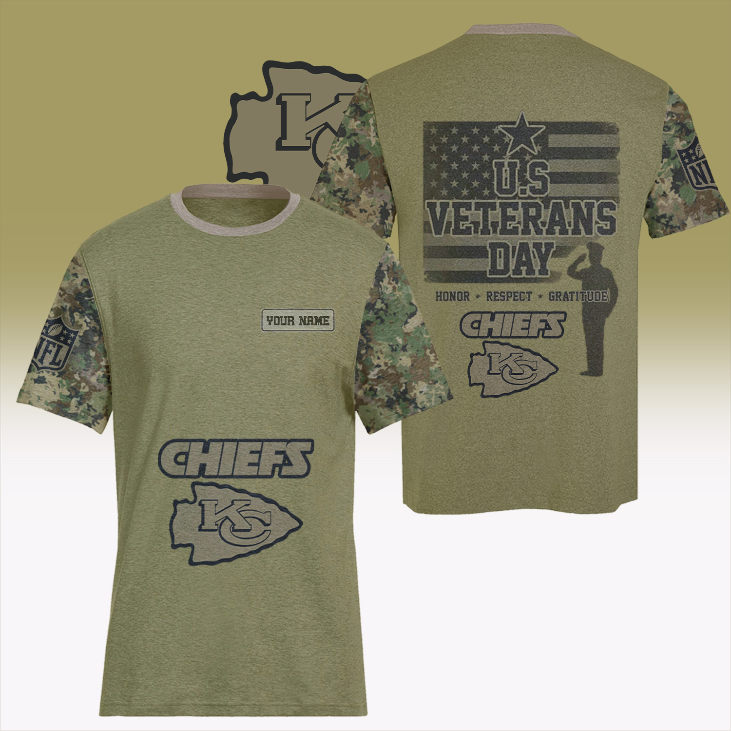 Chiefs US Veteran Day Honor Respect Gratitude Personalised Veterans Shirt - Image 3