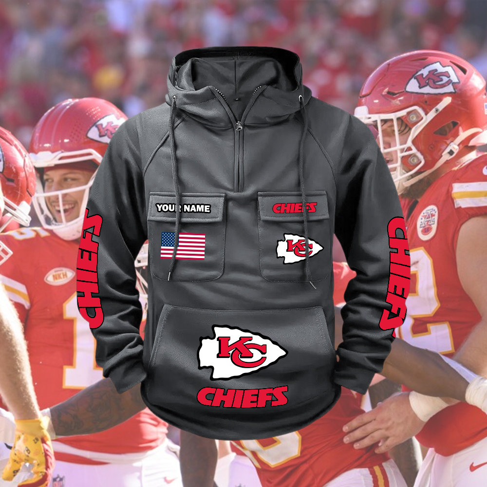 Chiefs Custom Name Cargo Hoodie - Image 3
