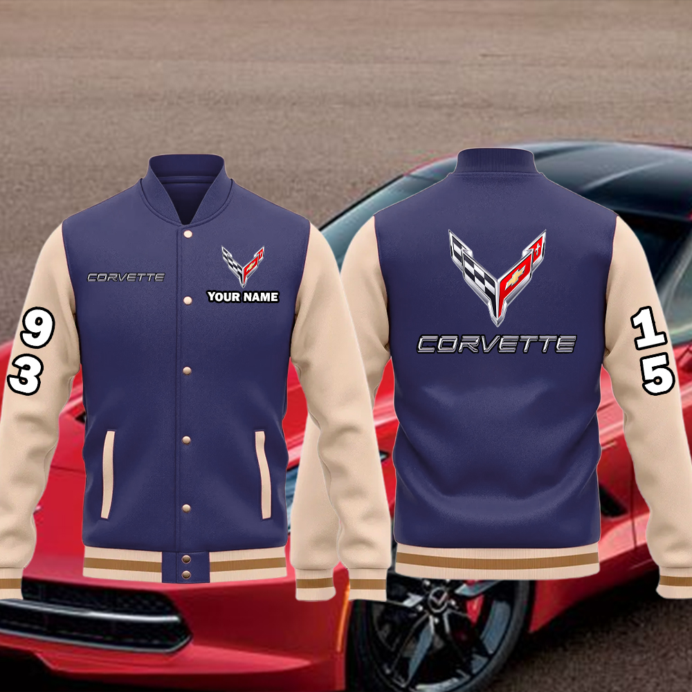 Corvette Baseball Bomber Jacket Custom Name - Image 3