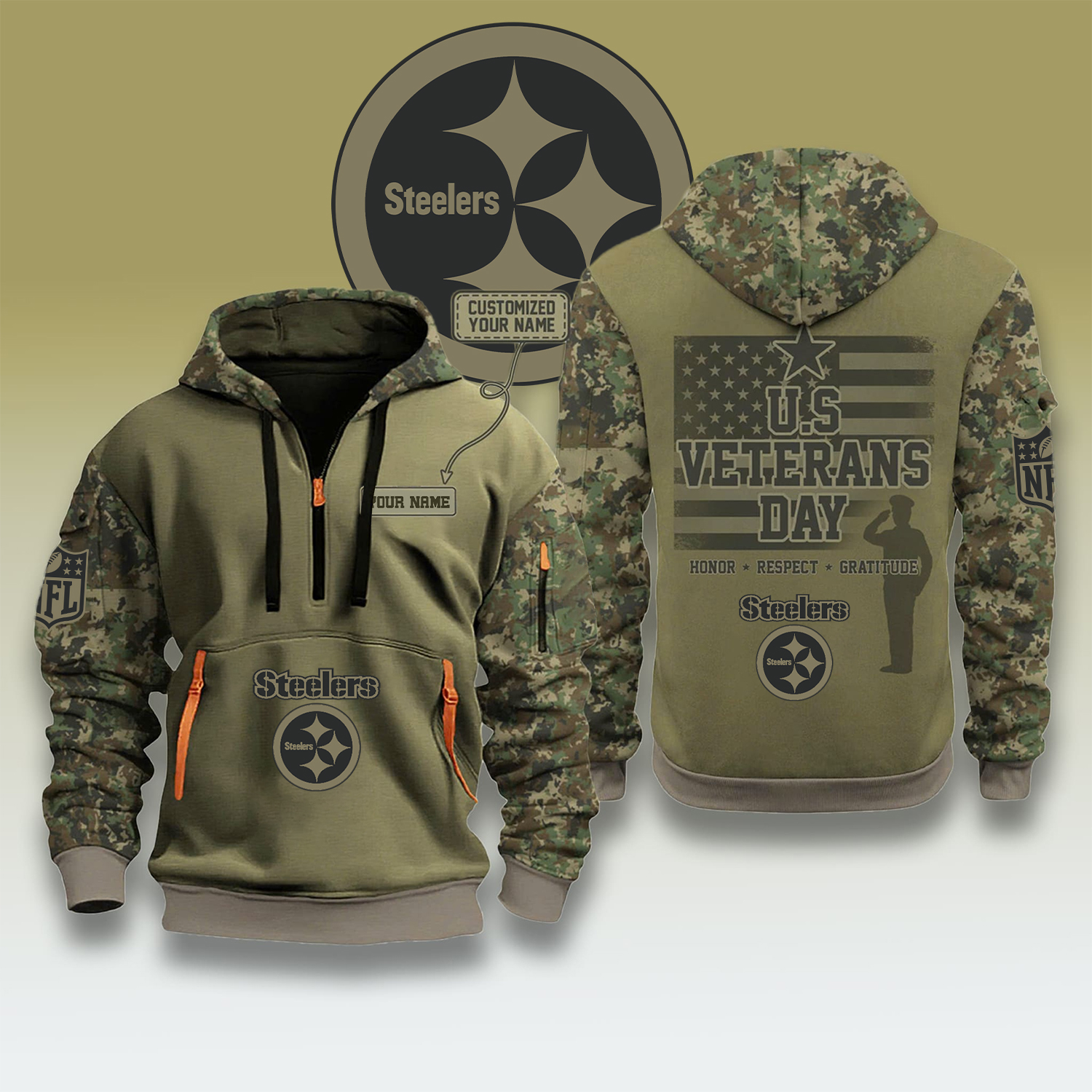 Steelers US Veteran Day Honor Respect Gratitude Personalised Veterans Shirt - Image 4