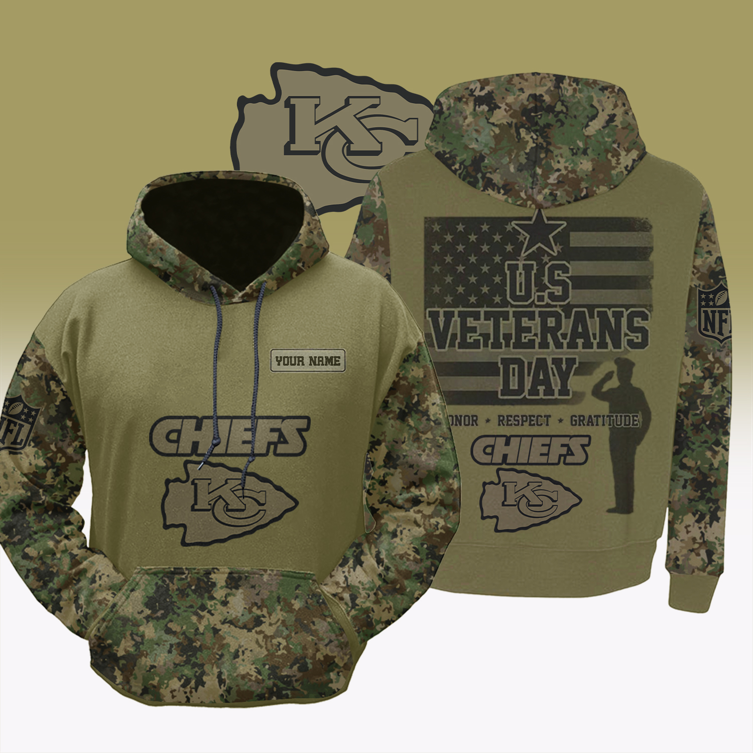 Chiefs US Veteran Day Honor Respect Gratitude Personalised Veterans Shirt