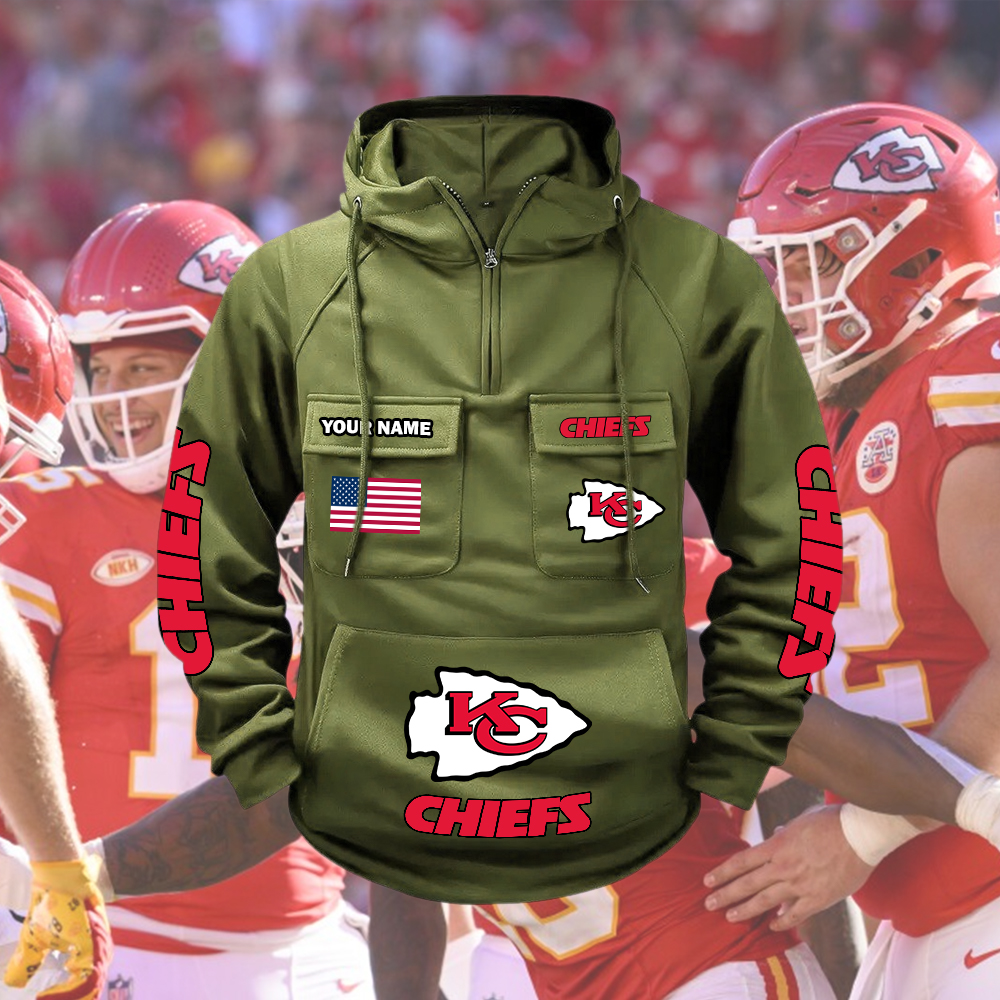 Chiefs Custom Name Cargo Hoodie - Image 4
