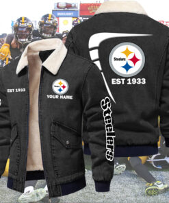 Steelers Fleece Denim Jacket Custom Name