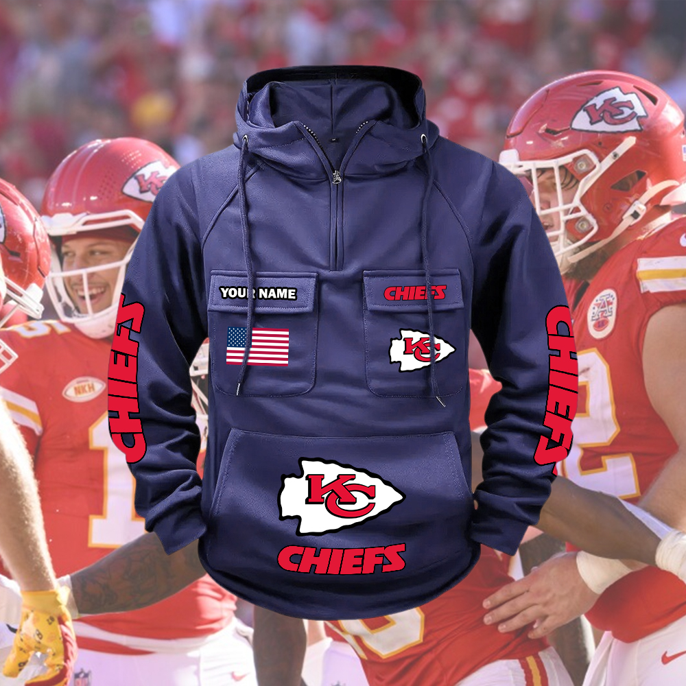 Chiefs Custom Name Cargo Hoodie - Image 6