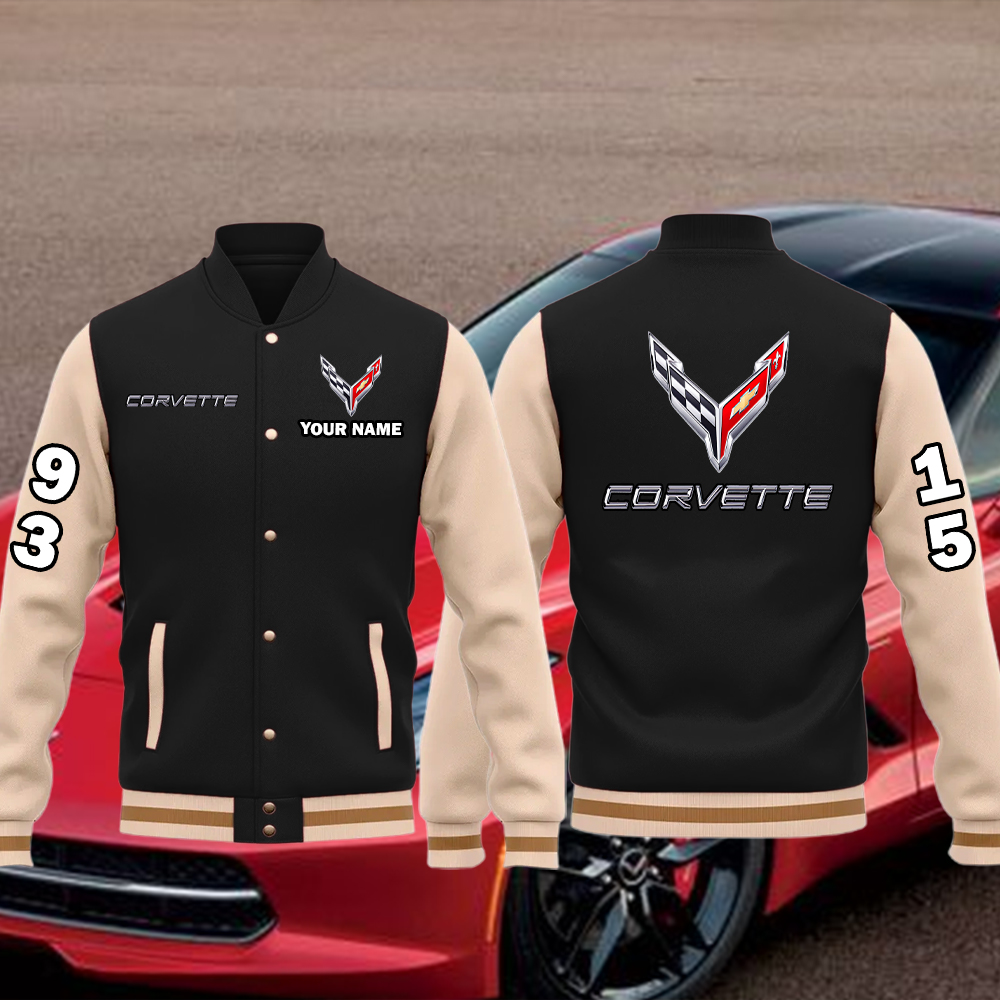 Corvette Baseball Bomber Jacket Custom Name
