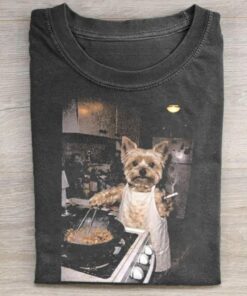 Funny Yorkie Cooking Vintage T-Shirt