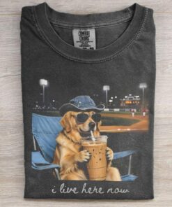 Funny Golden Retriever Drinking Iced Coffee T-Shirt