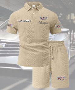 Cadillac Tracksuit Men's Leisure 2-Piece Polo Shirt Short Sleeve Jacquard Custom Name