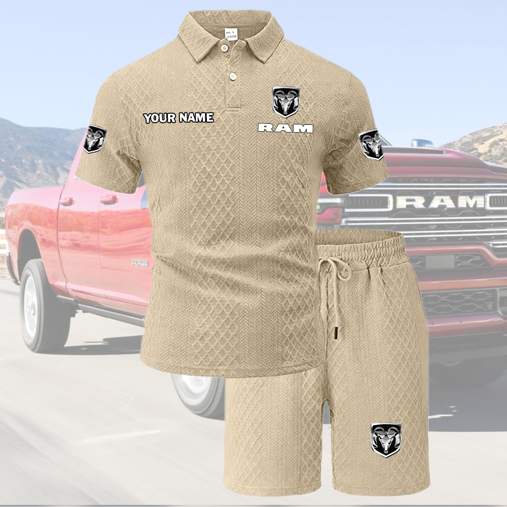 Ram Tracksuit Men's Leisure 2-Piece Polo Shirt Short Sleeve Jacquard Custom Name