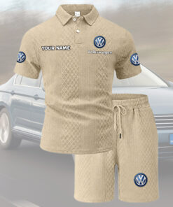 Volkswagen Tracksuit Men's Leisure 2-Piece Polo Shirt Short Sleeve Jacquard Custom Name
