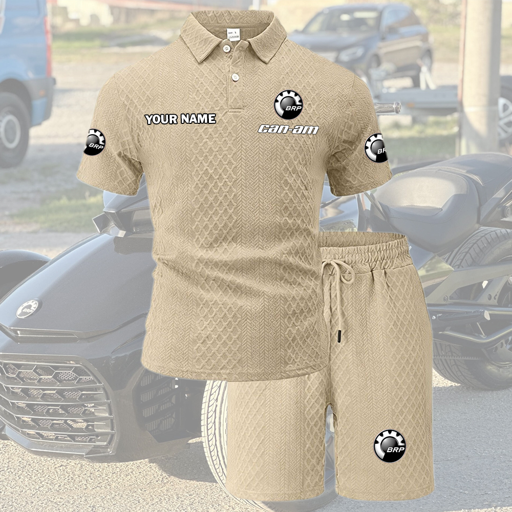 Can-am Tracksuit Men's Leisure 2-Piece Polo Shirt Short Sleeve Jacquard Custom Name