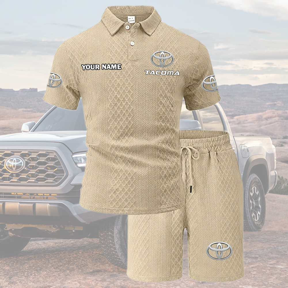 Tacoma Tracksuit Men's Leisure 2-Piece Polo Shirt Short Sleeve Jacquard Custom Name