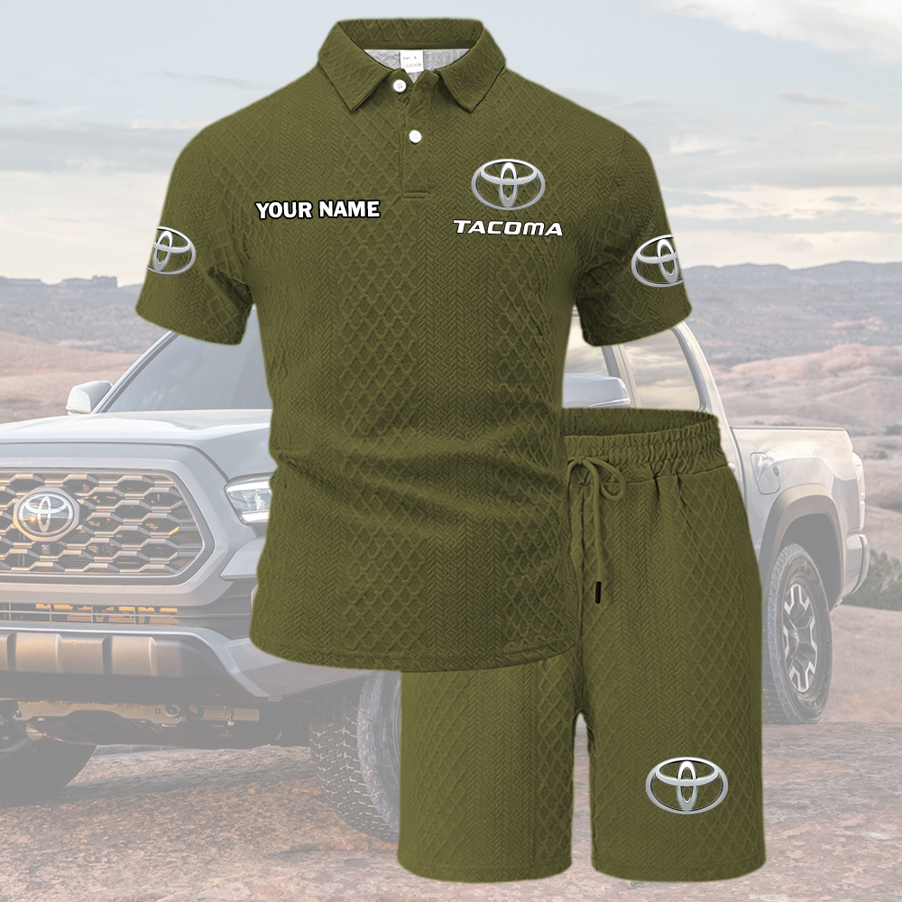 Tacoma Tracksuit Men's Leisure 2-Piece Polo Shirt Short Sleeve Jacquard Custom Name - Image 3