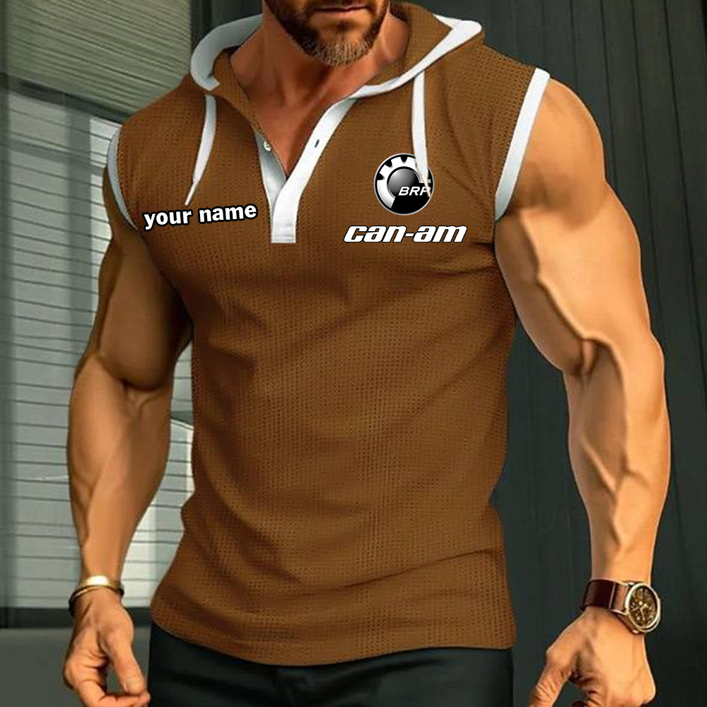 Can-am Sleeveless Hooded Muscle Fit Custom Name