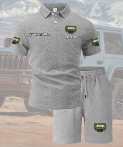 Jeep Tracksuit Men's Leisure 2-Piece Polo Shirt Short Sleeve Jacquard Custom Name