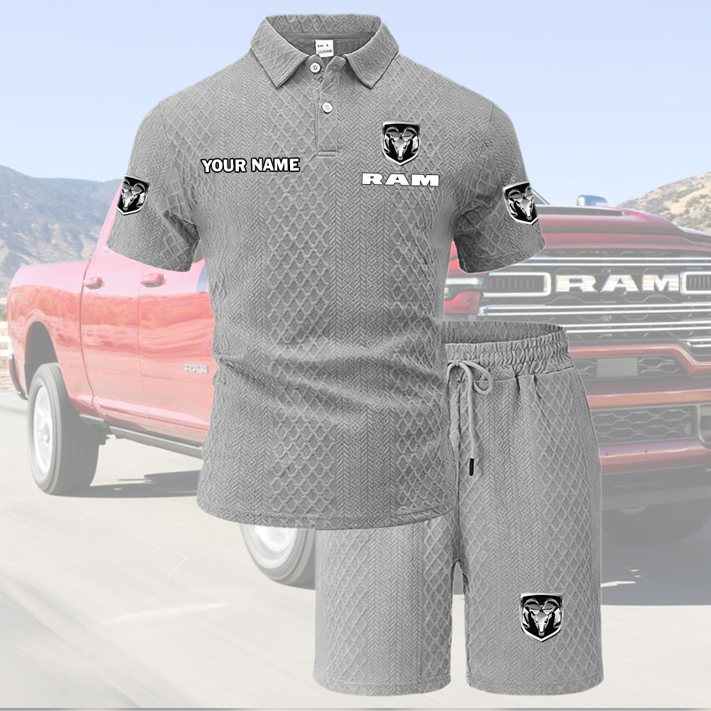 Ram Tracksuit Men's Leisure 2-Piece Polo Shirt Short Sleeve Jacquard Custom Name - Image 4