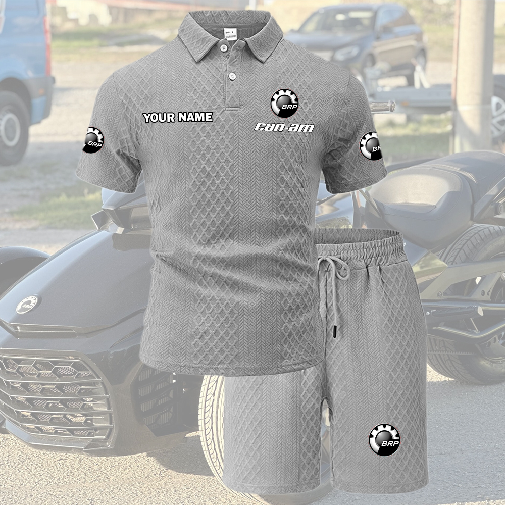 Can-am Tracksuit Men's Leisure 2-Piece Polo Shirt Short Sleeve Jacquard Custom Name - Image 4