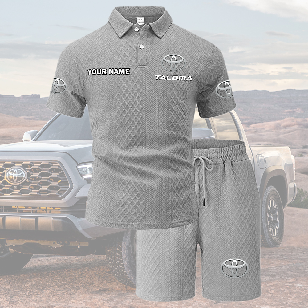 Tacoma Tracksuit Men's Leisure 2-Piece Polo Shirt Short Sleeve Jacquard Custom Name - Image 4