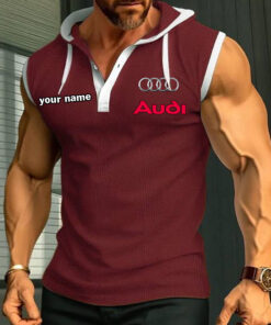 Audi Sleeveless Hooded Muscle Fit Custom Name
