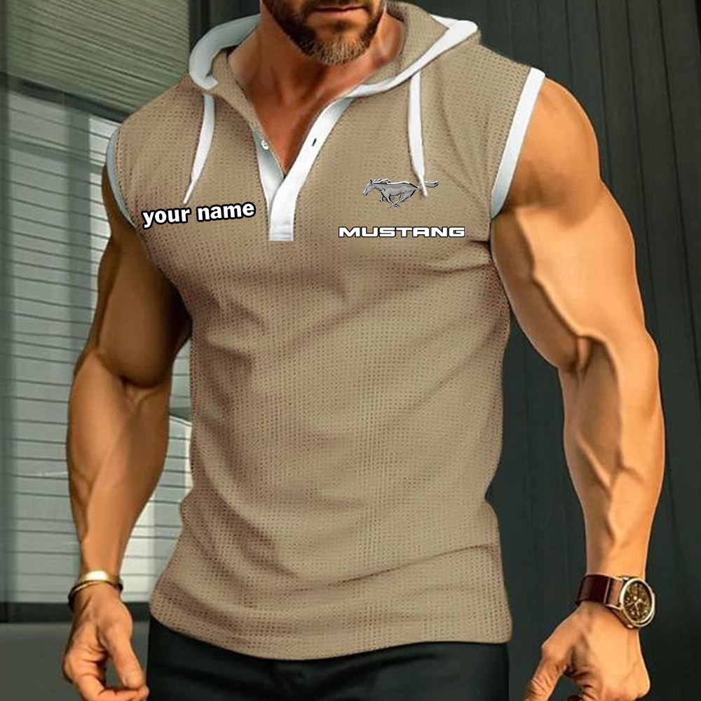 Mustang Sleeveless Hooded Muscle Fit Custom Name - Image 4