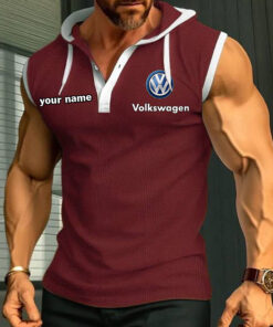 Volkswagen Sleeveless Hooded Muscle Fit Custom Name