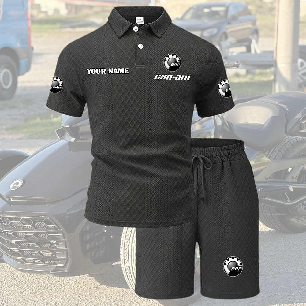 Can-am Tracksuit Men's Leisure 2-Piece Polo Shirt Short Sleeve Jacquard Custom Name - Image 5