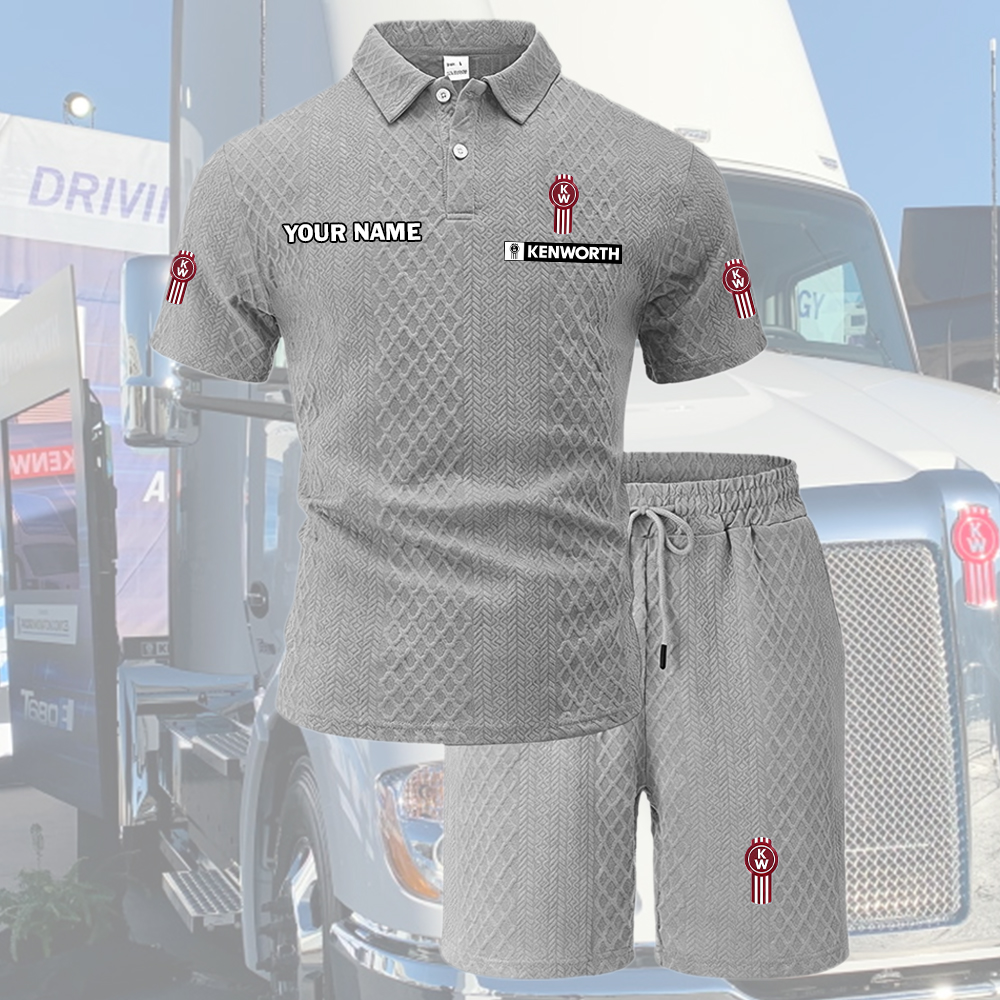 Kenworth Tracksuit Men's Leisure 2-Piece Polo Shirt Short Sleeve Jacquard Custom Name - Image 5