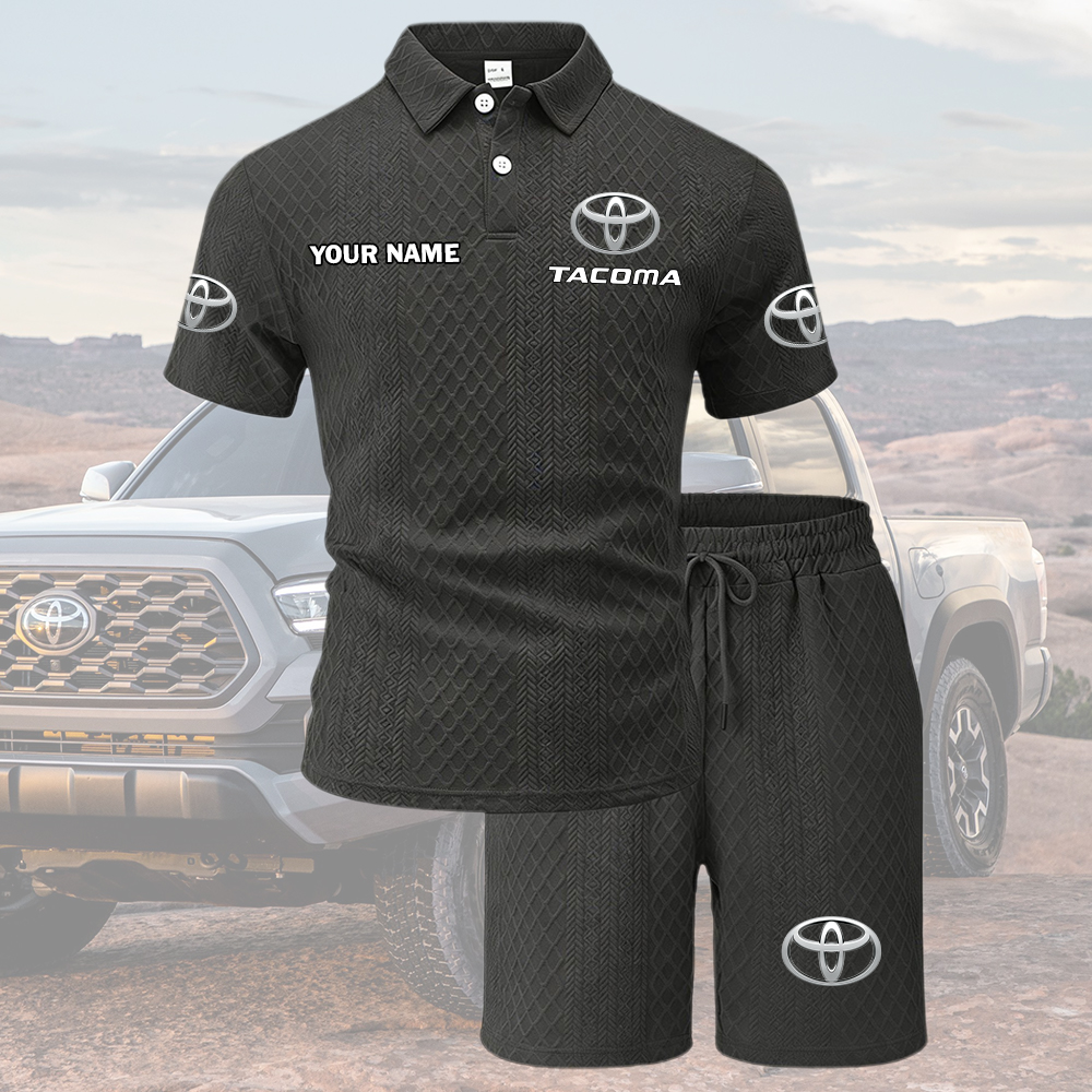 Tacoma Tracksuit Men's Leisure 2-Piece Polo Shirt Short Sleeve Jacquard Custom Name - Image 5