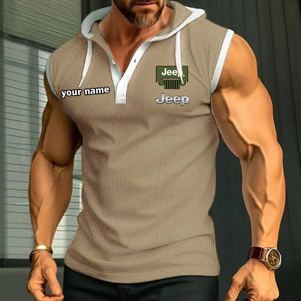 Jeep Sleeveless Hooded Muscle Fit Custom Name