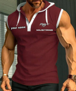 Mustang Sleeveless Hooded Muscle Fit Custom Name