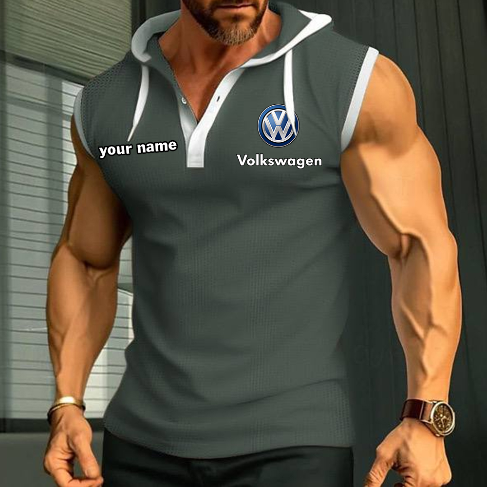 Volkswagen Sleeveless Hooded Muscle Fit Custom Name - Image 6