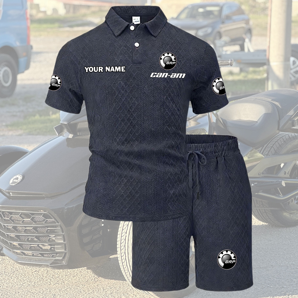 Can-am Tracksuit Men's Leisure 2-Piece Polo Shirt Short Sleeve Jacquard Custom Name - Image 6