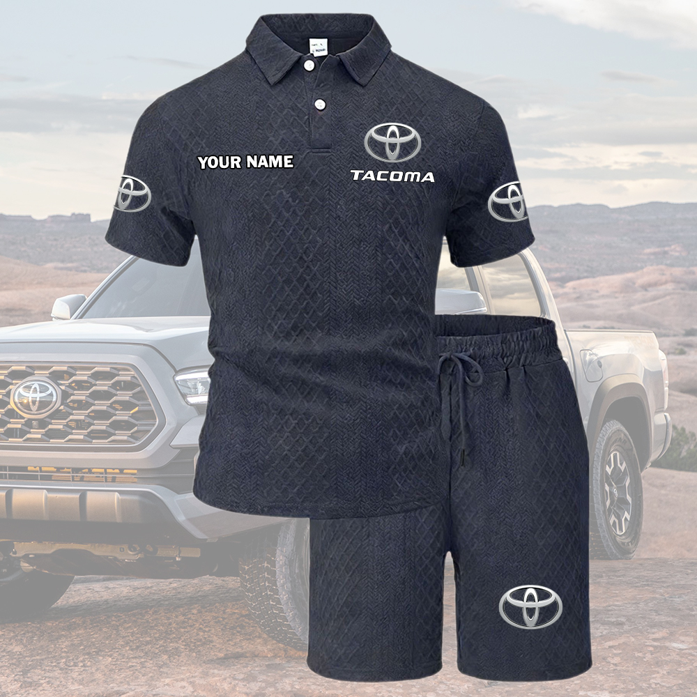 Tacoma Tracksuit Men's Leisure 2-Piece Polo Shirt Short Sleeve Jacquard Custom Name - Image 6