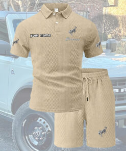 Bronco Tracksuit Men's Leisure 2-Piece Polo Shirt Short Sleeve Jacquard Custom Name