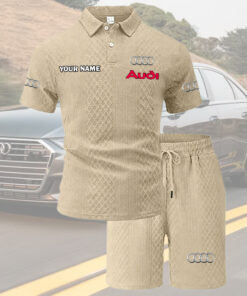 Audi Tracksuit Men's Leisure 2-Piece Polo Shirt Short Sleeve Jacquard Custom Name