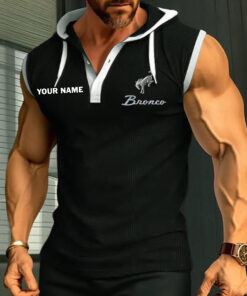 Bronco Sleeveless Hooded Muscle Fit Custom Name