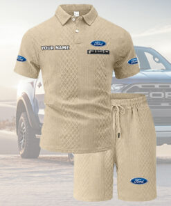 F150 Tracksuit Men's Leisure 2-Piece Polo Shirt Short Sleeve Jacquard Custom Name