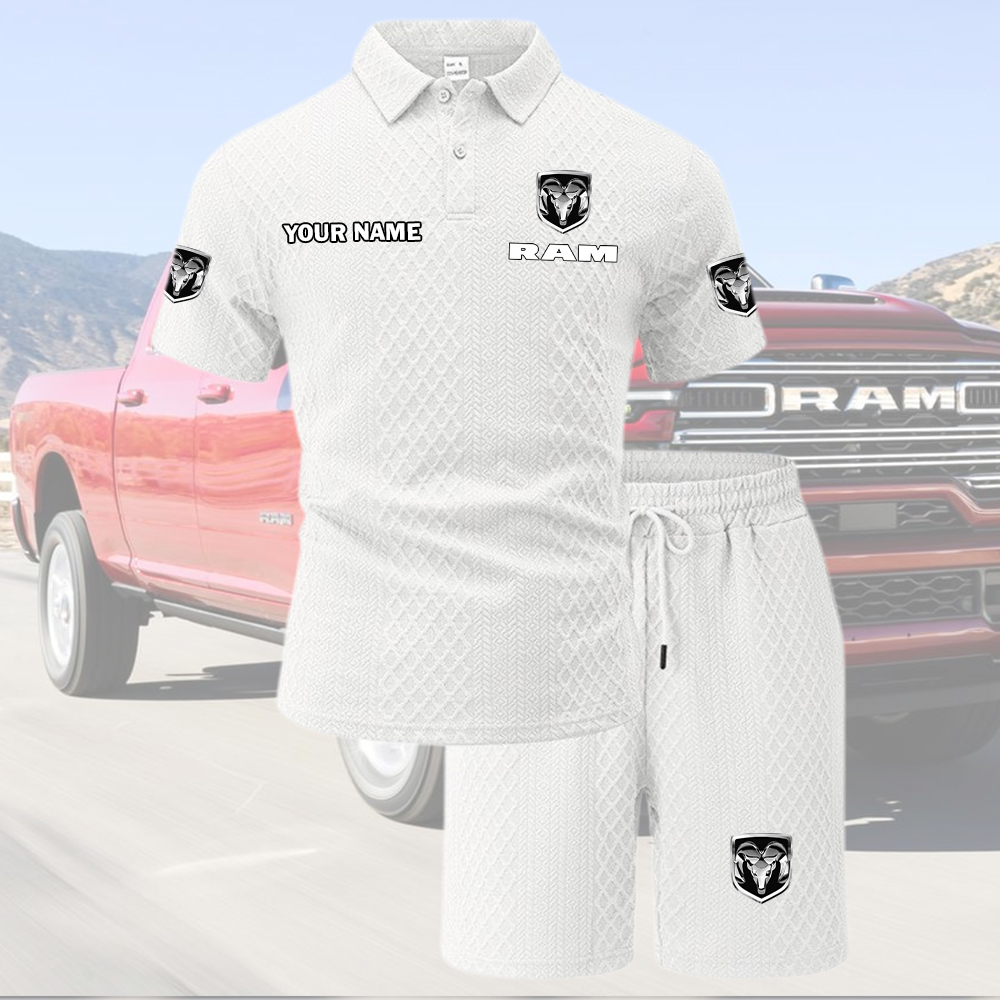 Ram Tracksuit Men's Leisure 2-Piece Polo Shirt Short Sleeve Jacquard Custom Name - Image 7