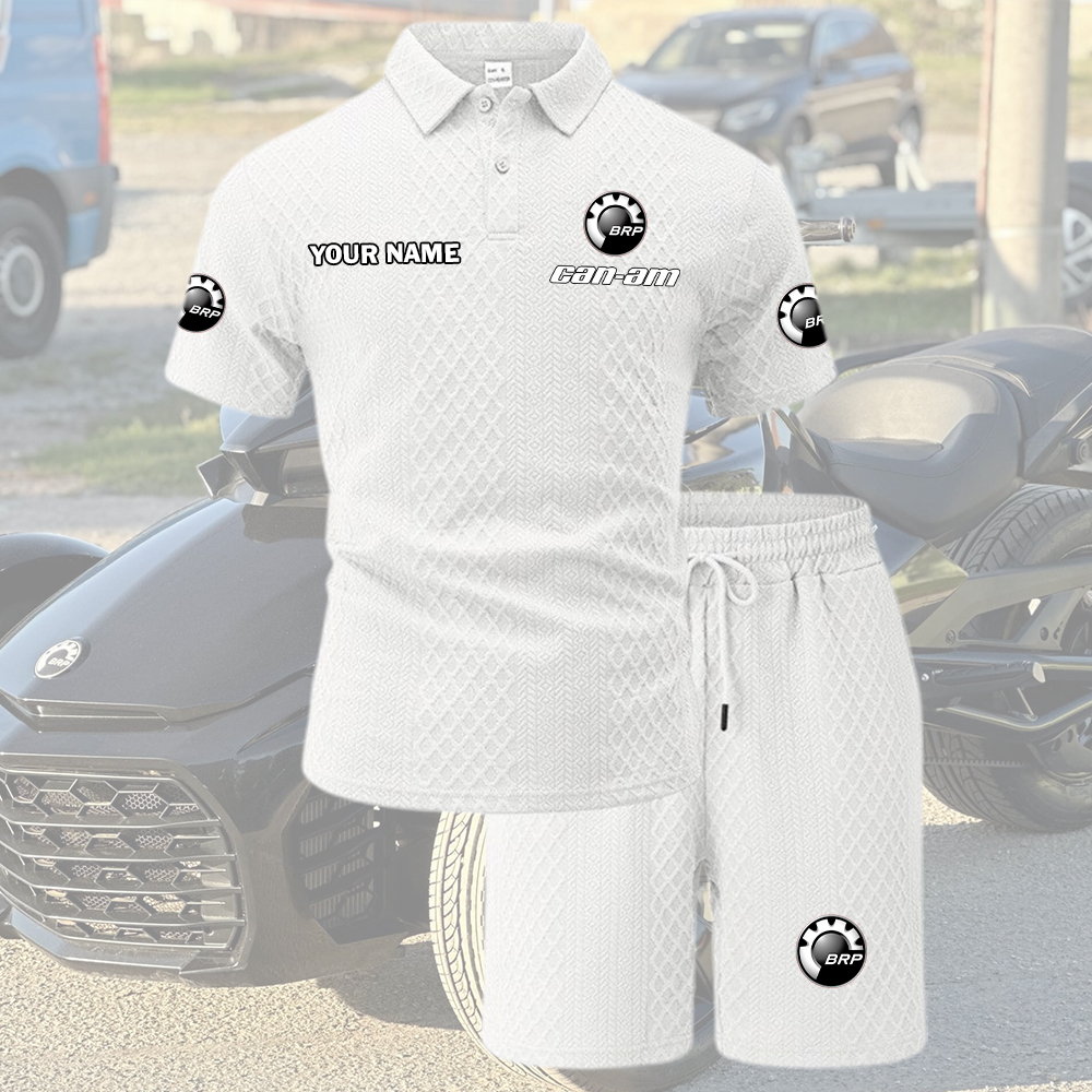 Can-am Tracksuit Men's Leisure 2-Piece Polo Shirt Short Sleeve Jacquard Custom Name - Image 7