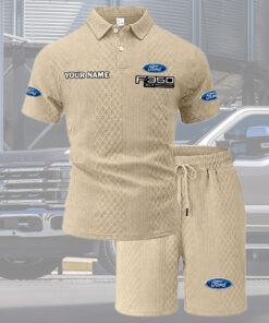 F350 Tracksuit Men's Leisure 2-Piece Polo Shirt Short Sleeve Jacquard Custom Name