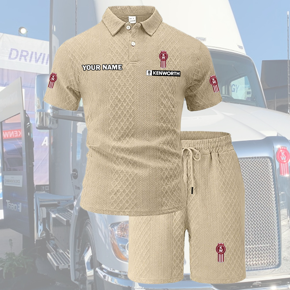 Kenworth Tracksuit Men's Leisure 2-Piece Polo Shirt Short Sleeve Jacquard Custom Name