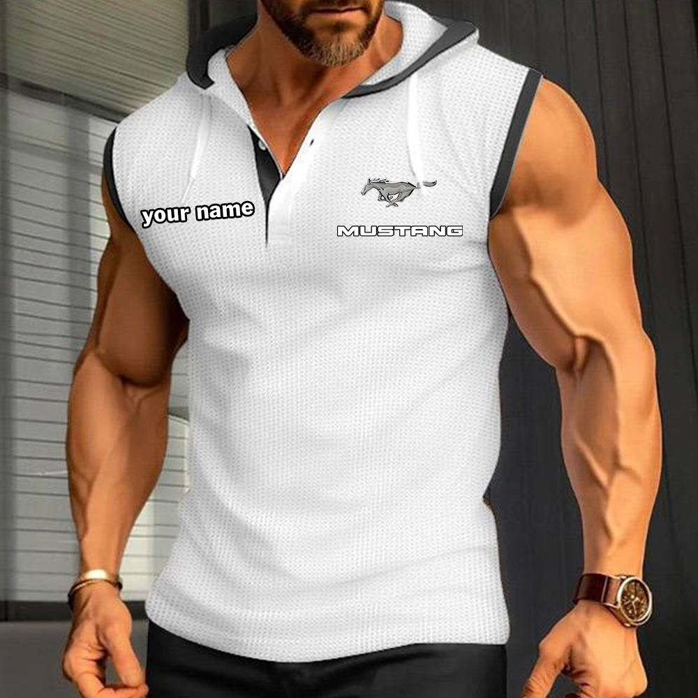 Mustang Sleeveless Hooded Muscle Fit Custom Name - Image 7