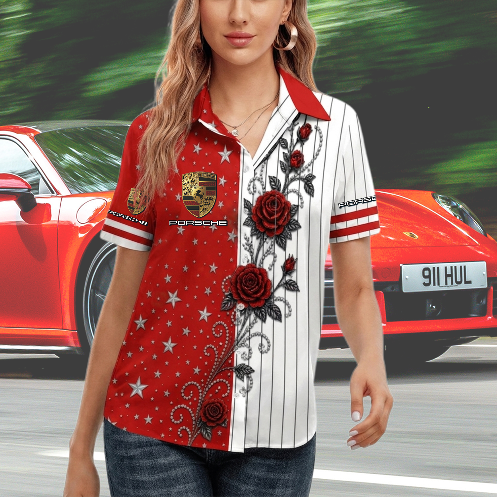 Porsche Women Short Sleeve Shirt