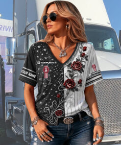 Kenworth Custom Name Woman V-Neck Shirt