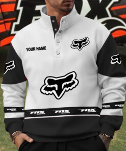 Fox Custom Name Quarter Button Pullover Sweatshirt